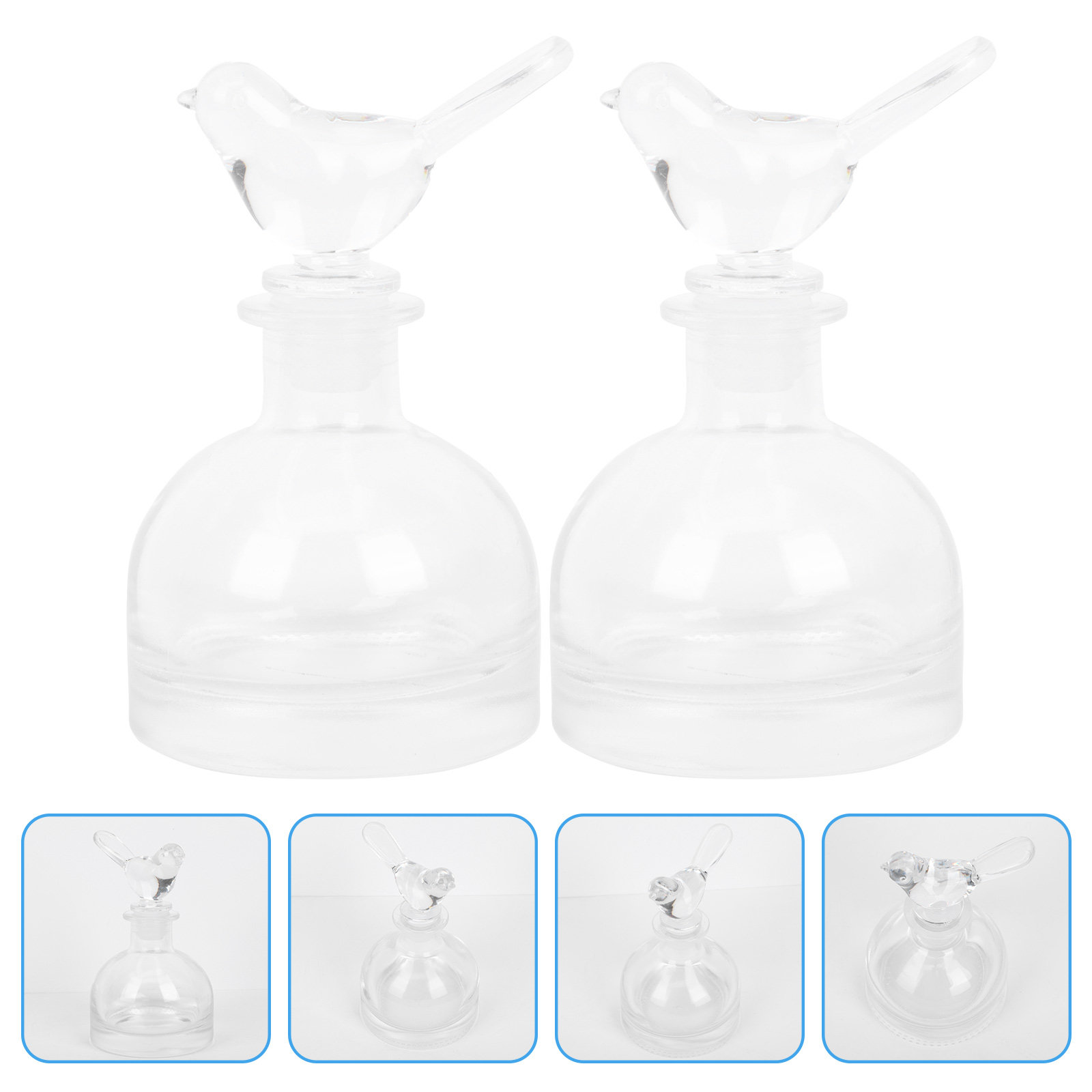 Home Fragrance - 2Pcs Glass Perfume Bottles Premium Clear