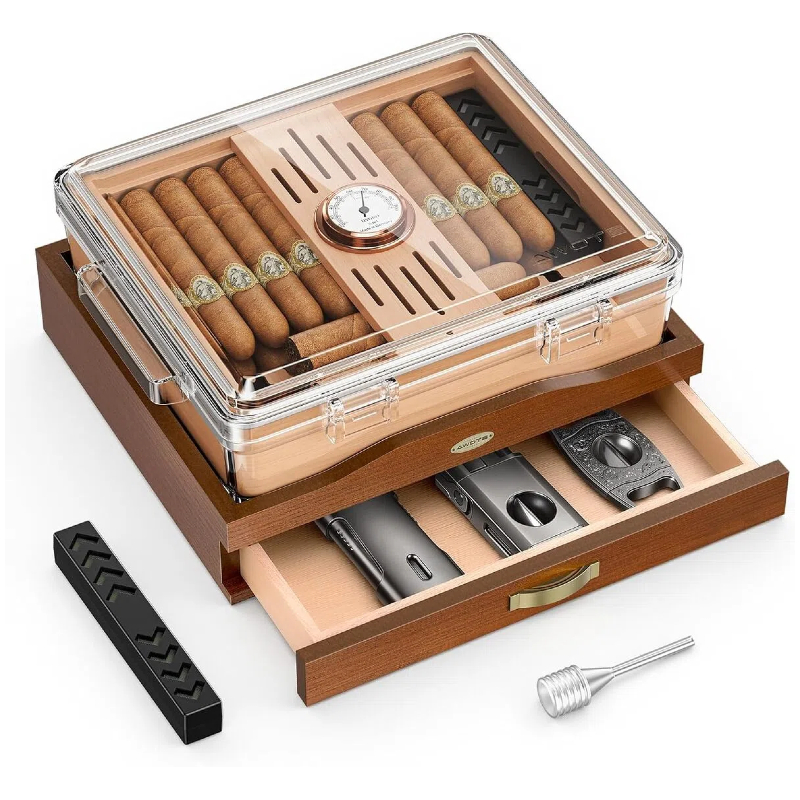 Home Fragrance Maple Walnut - Acrylic Cigar Humidor Box, Desktop Cigar