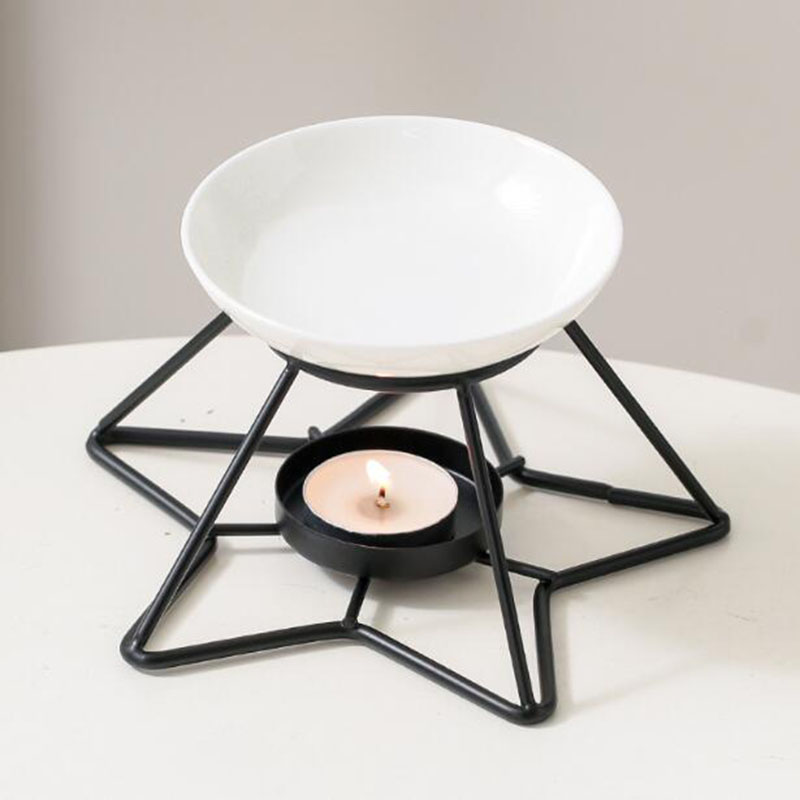 Home Fragrance Lamp - Metal Star Rack Ceramic Bowl Aromatherapy