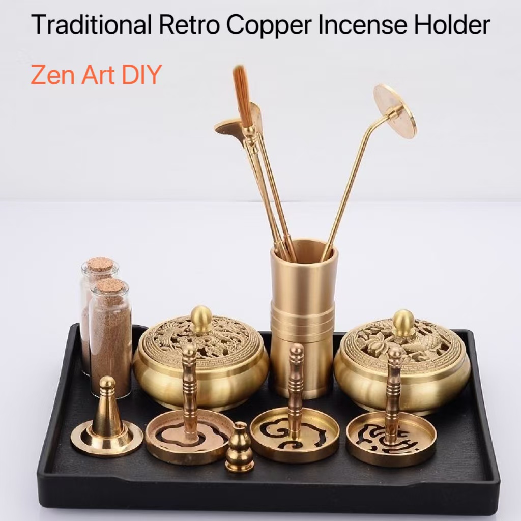 Xmas Home Fragrance - Pure Copper Incense Holder Set Home