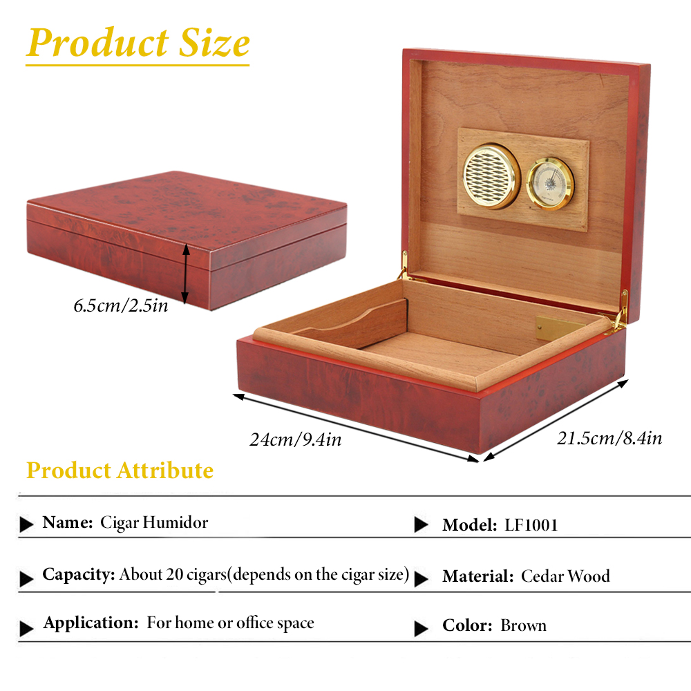 20Count Cigar Humidor Box Ceda - đánh giá và giá Home Fragrance Maple Walnut