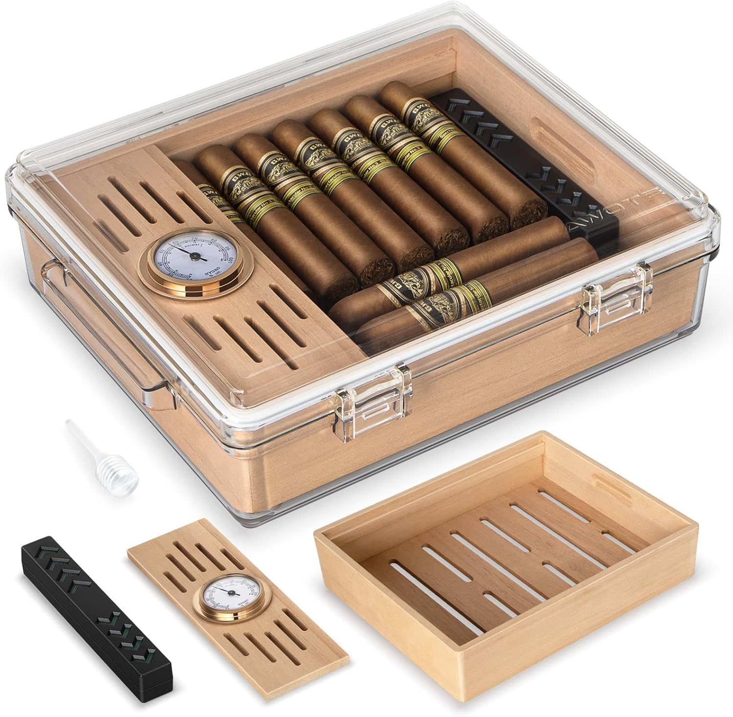 Acrylic Cigar Humidor, Box wit - đánh giá và giá Home Fragrance Maple Walnut