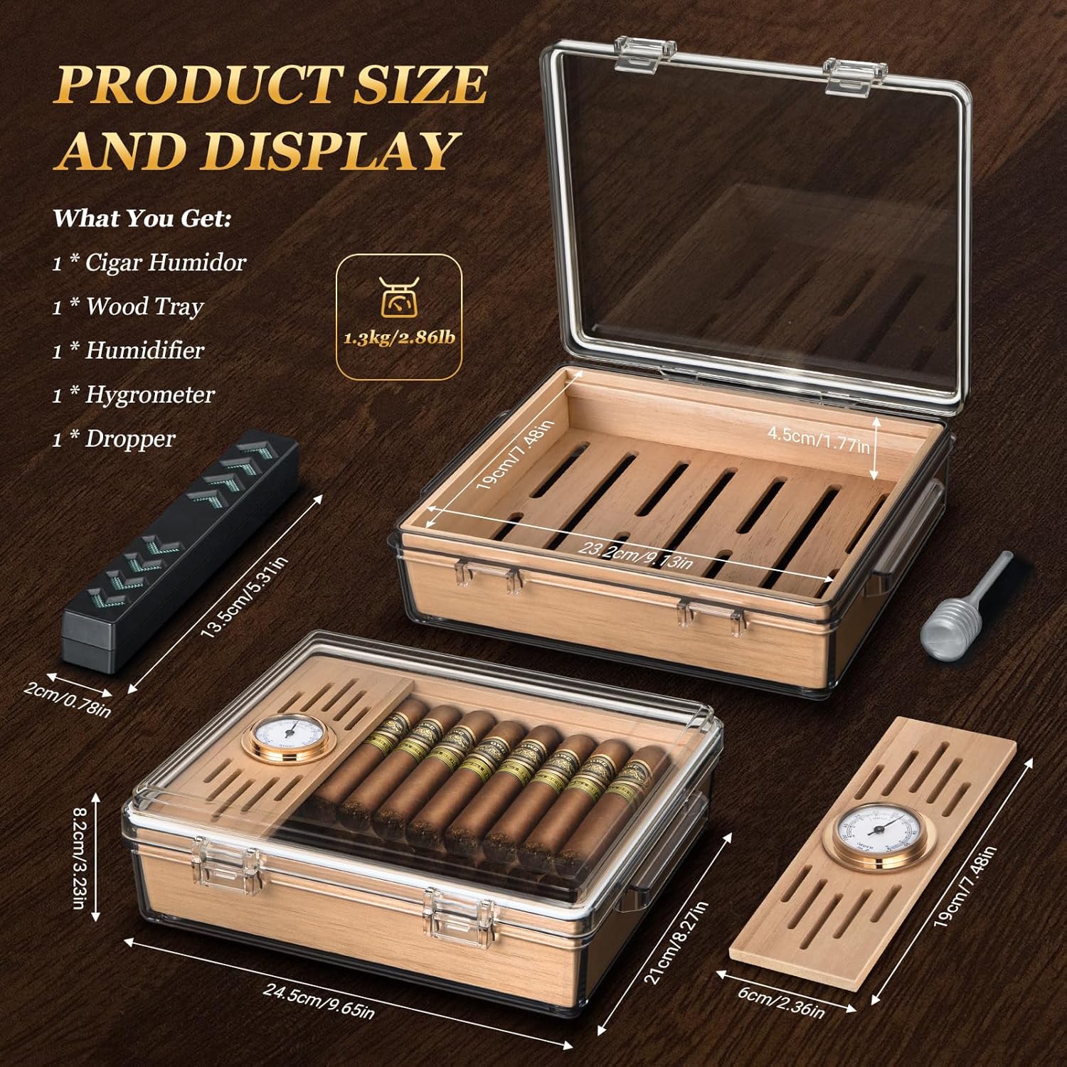 Acrylic Cigar Humidor, Box wit - đánh giá và giá Home Fragrance Maple Walnut