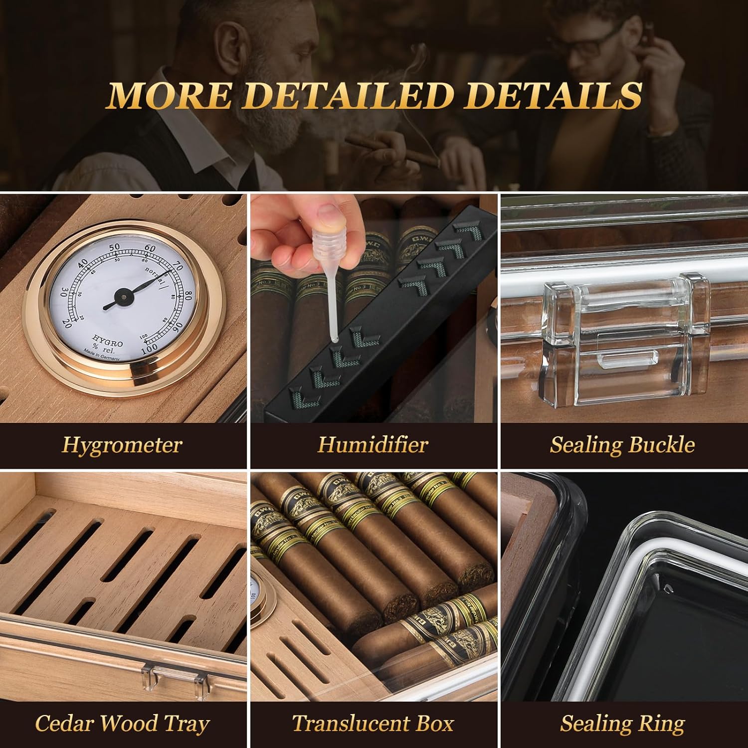 Acrylic Cigar Humidor, Box wit - đánh giá và giá Home Fragrance Maple Walnut